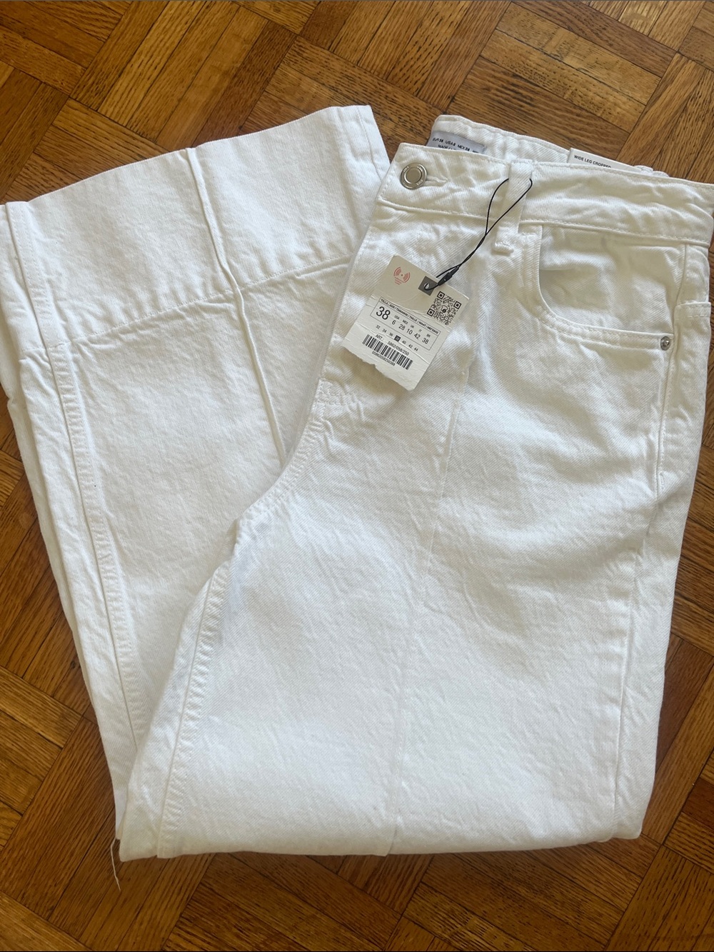 Zara White Wide-Leg High-Rise Jeans